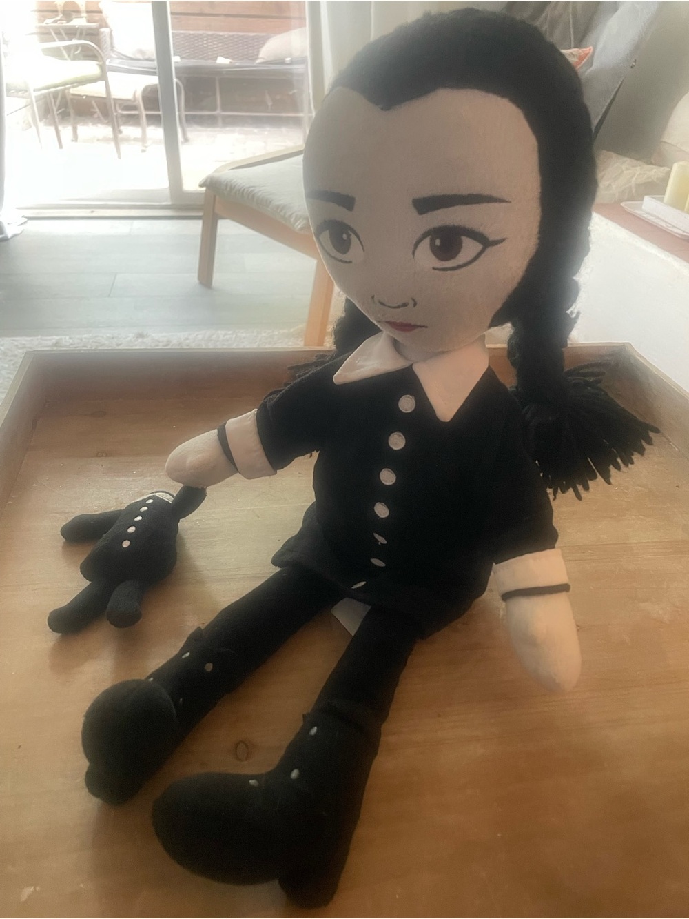 Addams Family Wednesday plush Plush Gothic Doll with Braided Hair -